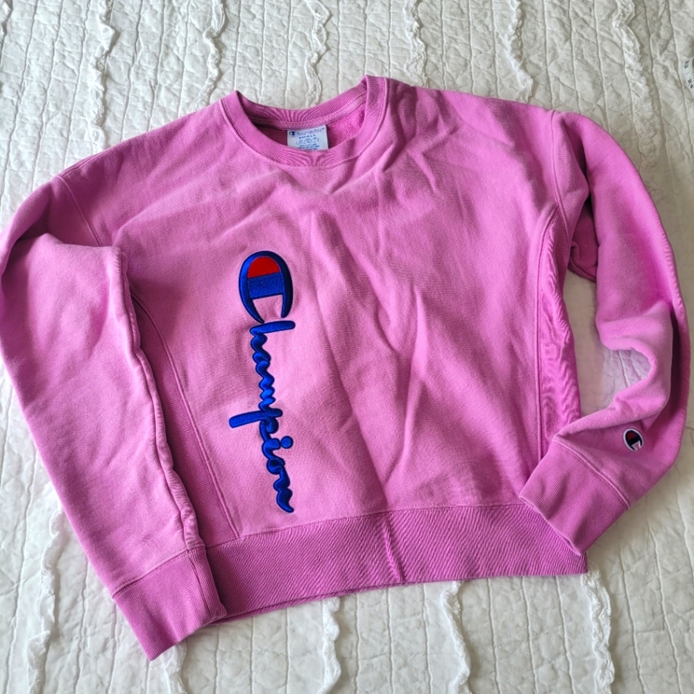 Champion Lilac Reverse Weave Crop Sweatshirt S EUC